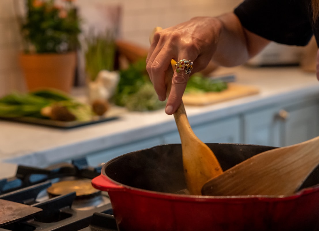 Healthy home cooking with fresh vegetables and balanced meals